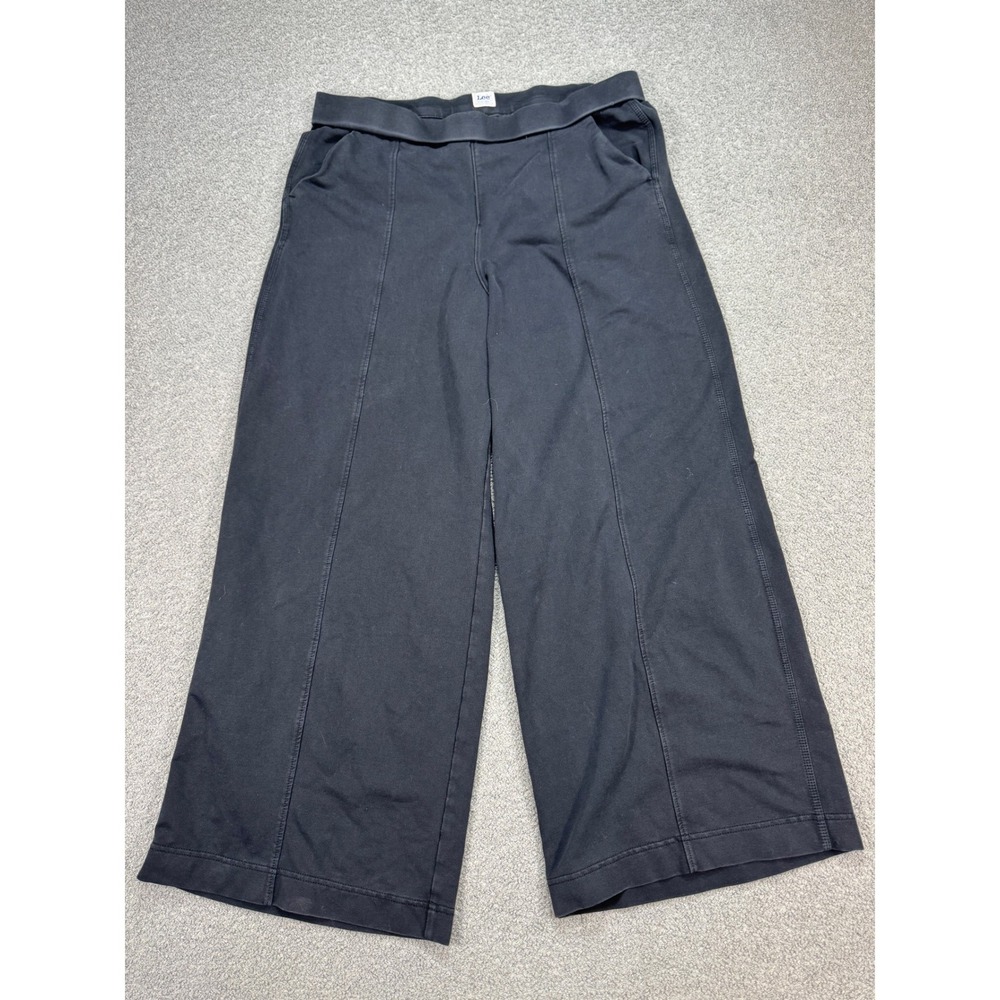 Lee Super Wide Leg Pants Women's XL/M Black Pull On High Rise Loose Fit Baggy